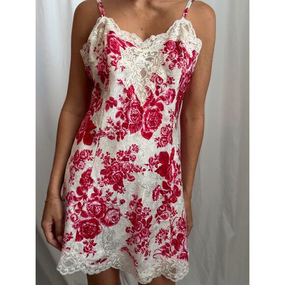 Vintage Gold Label Victoria's Secret Floral Print Slip Dress M - Picture 1 of 6